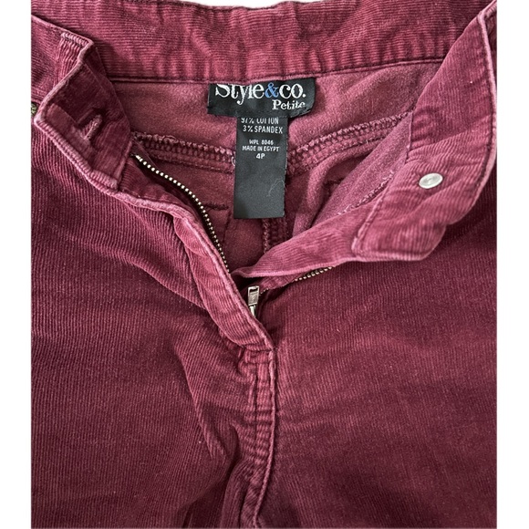 Style & Co Maroon Corduroy Pants - Size 4P - Picture 4 of 4